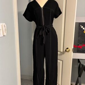 DKNY Wide Leg Cargo Jumpsuit Black Size 8